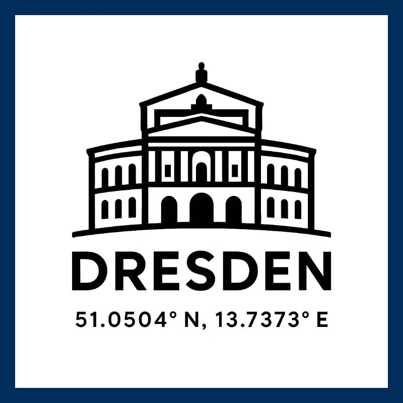 Dresden Skyline Line Style Coordinates Semperoper