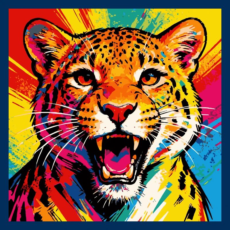 Explosion de couleurs du léopard pop art