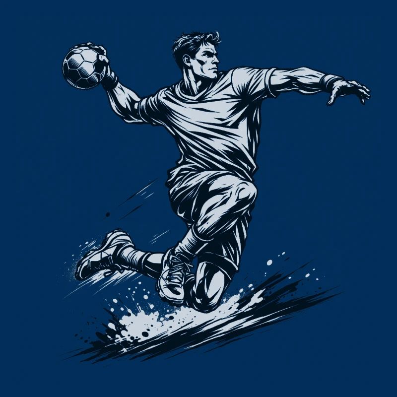 Dynamic handball player in comic style