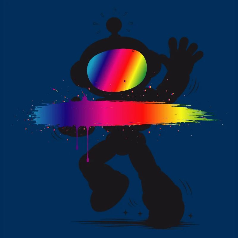 Robot Silhouette Rainbow Splash Design