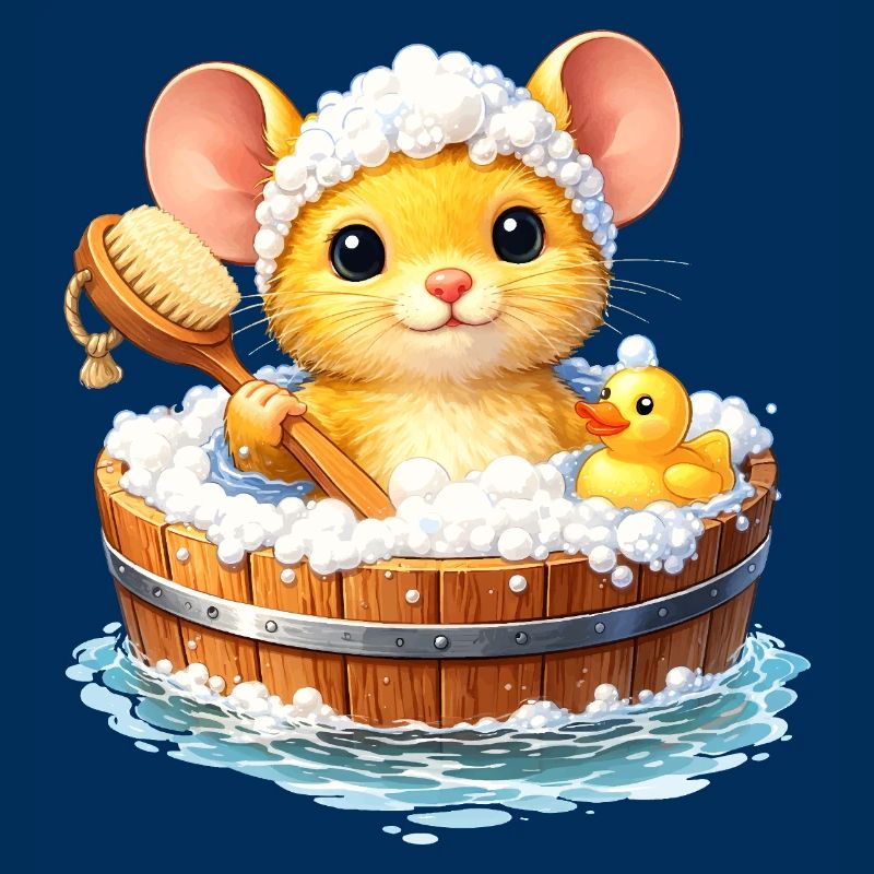 Cute mouse bathing