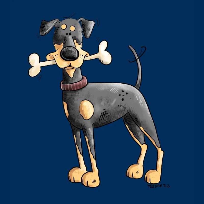 Dobermann Oder Pinscher mit Knochen