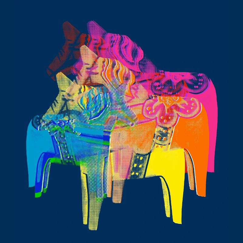 Pop Art Dala Horses Pull de Noël Style Scandi