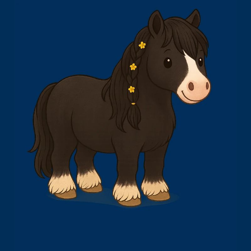 Schwarze Tinker Stute Katy mit Blumenbraid