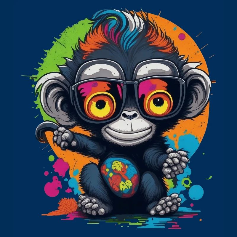 Neon Spectacled Monkey Splash - Monkey - Monkey