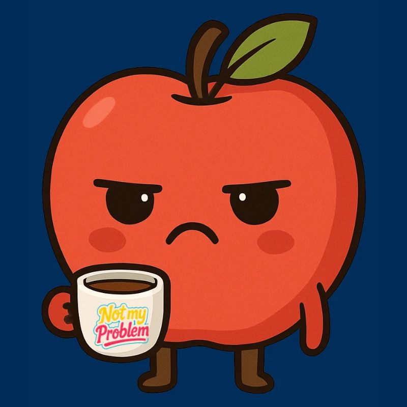 Grumpy Kawaii Apple - Funny Not My Problem Meme
