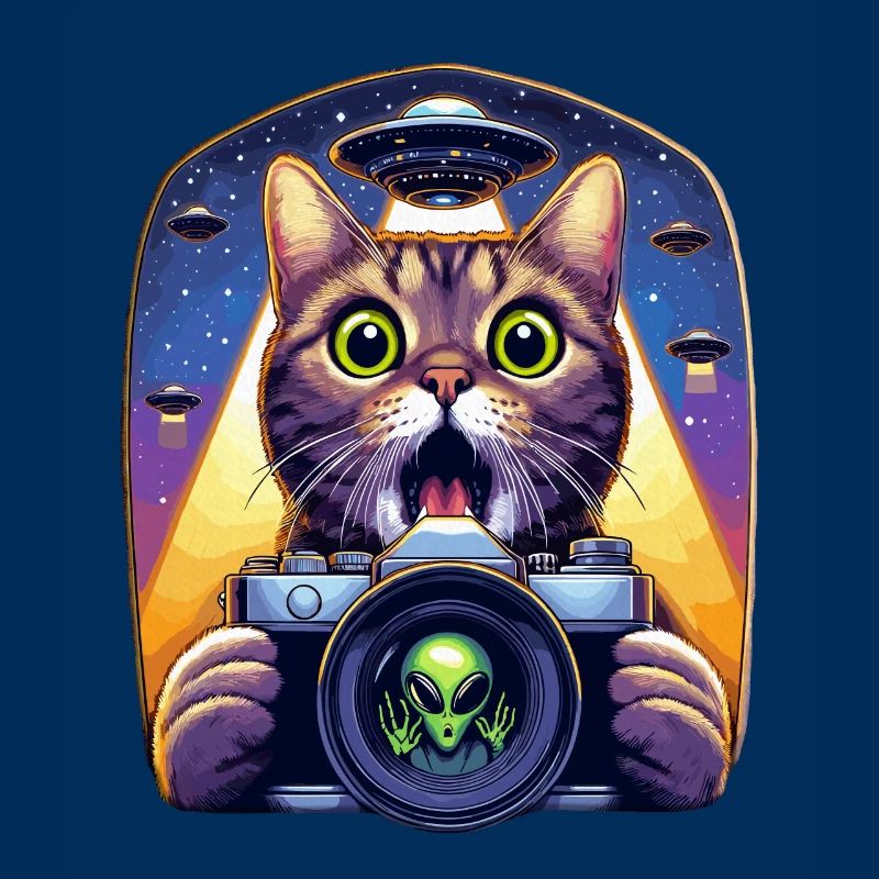 Funny Scared Cat With UFO Alien Attack 3D Effect