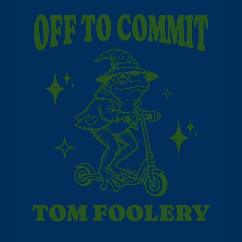 Off To Commit Tom Foolery Funny Frog Illustration