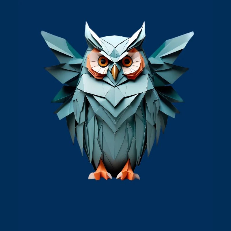 Blau Low-Poly Eule Design