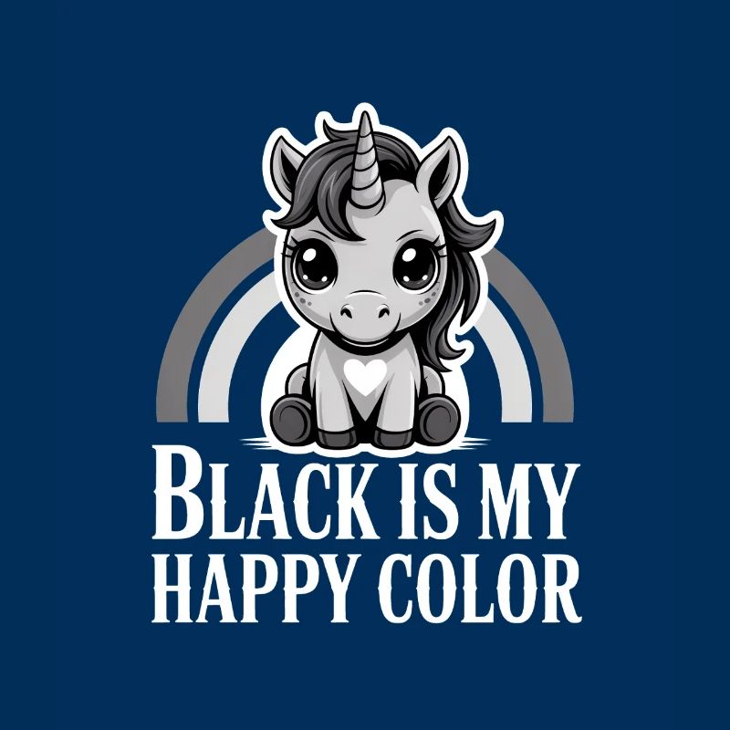 Le noir est ma licorne de couleur joyeuse
