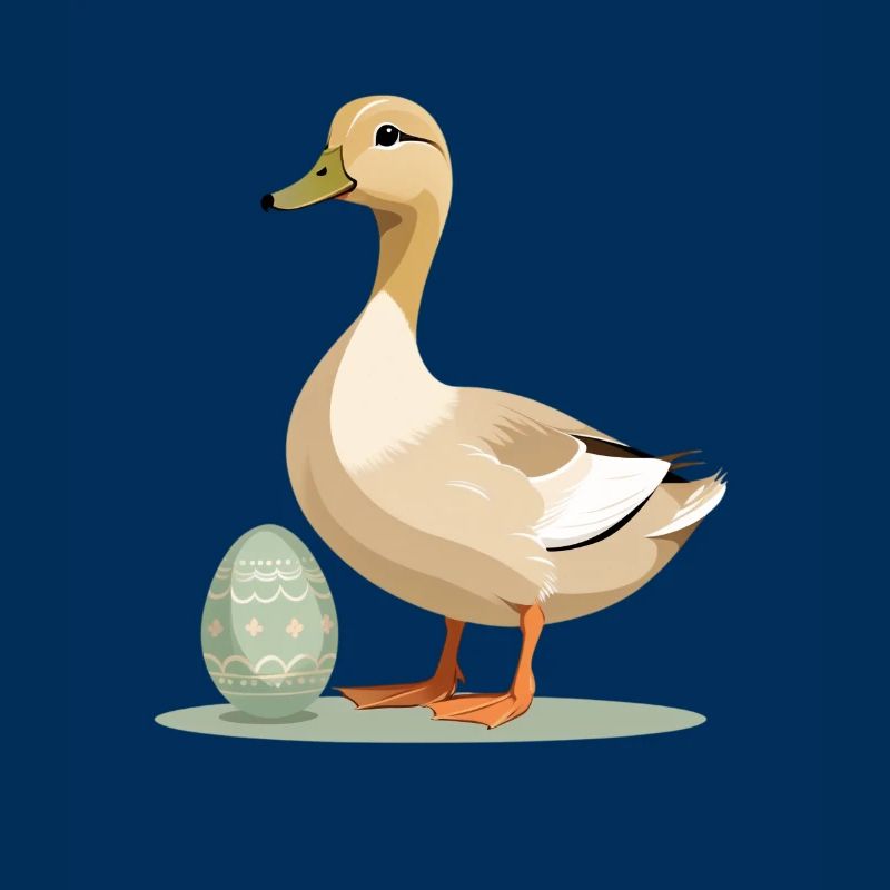 Spring duck with Easter egg