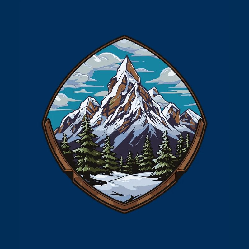 Mountain Summit Shield Emblem Mountains