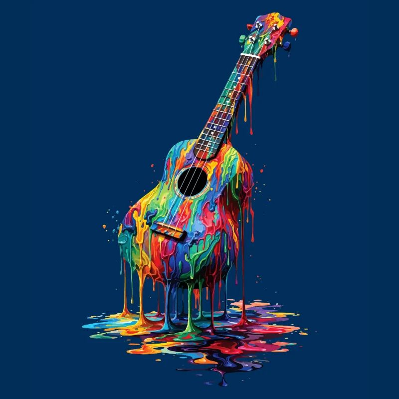 Ukulele with dripping paint
