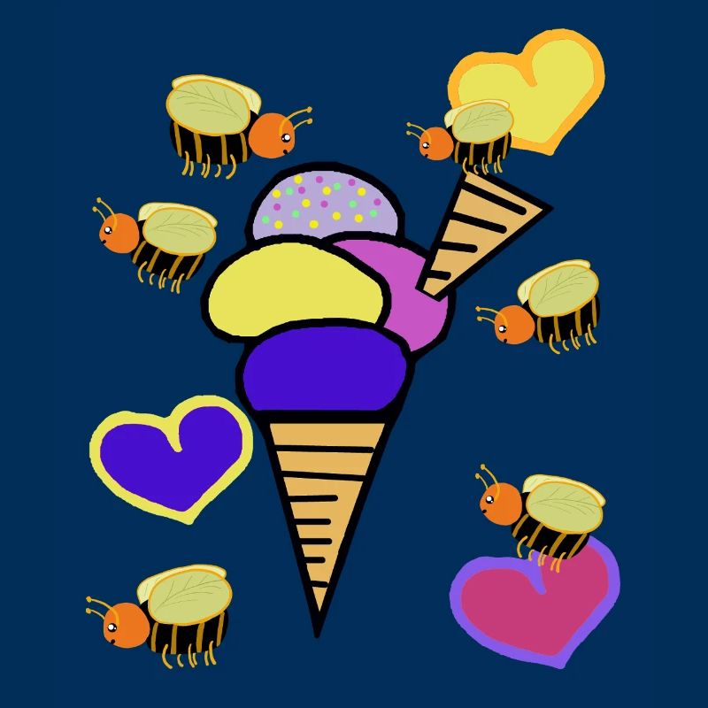 Retro Eis Eiskrem Eiscreme Bienen