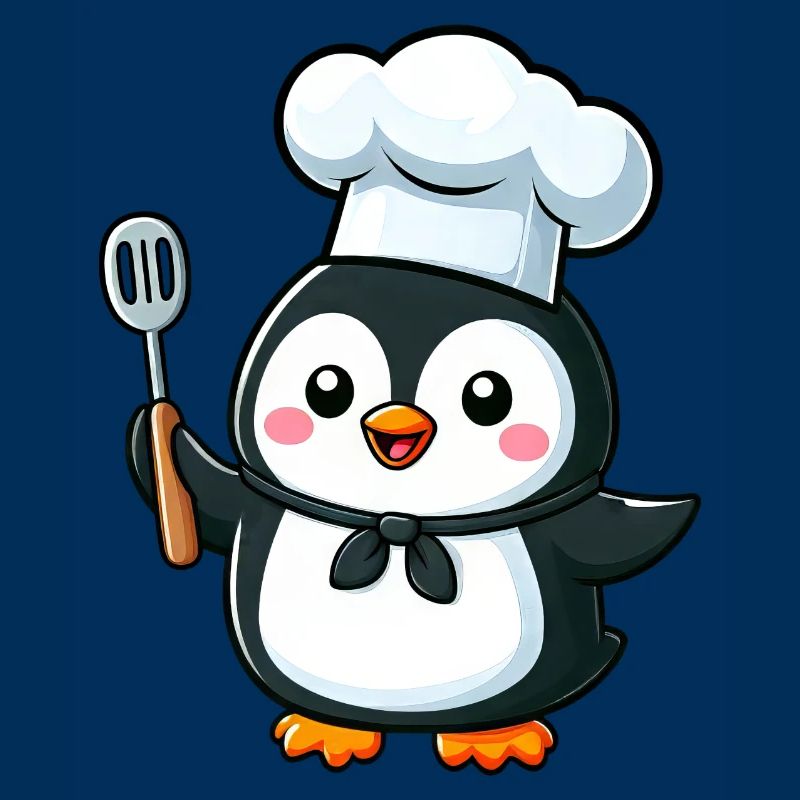 Cute Penguin Chef Cartoon Comic Design