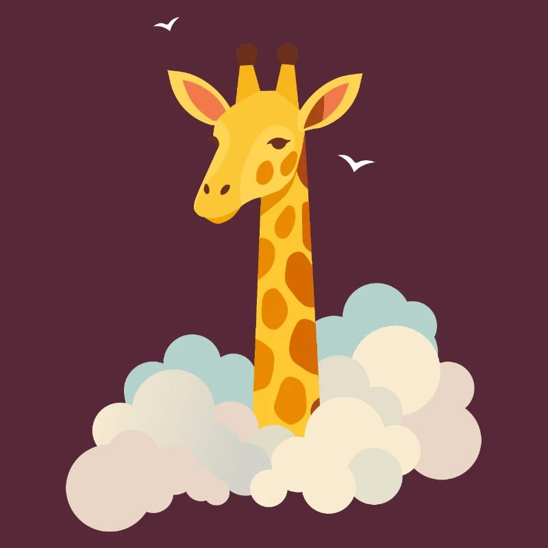 Gentle giraffe above the clouds – Dreamlike motif