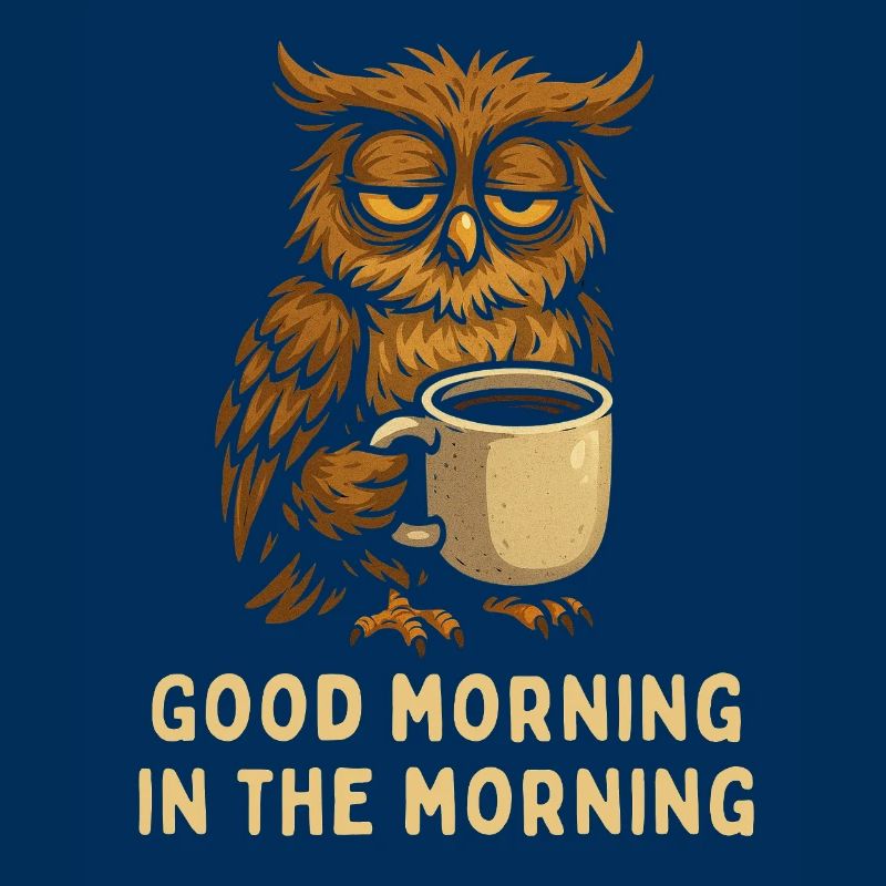 Schlafmütze Eule mit Kaffee