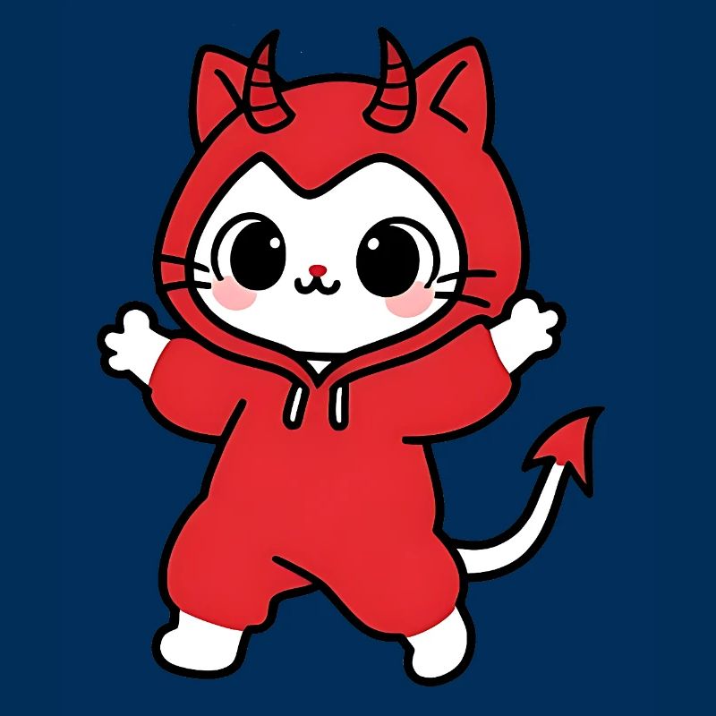 Cat Devil Kapuzenpullover Rot