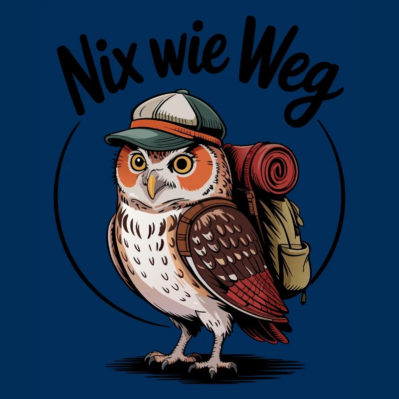 Waldwanderer Eule mit Rucksack