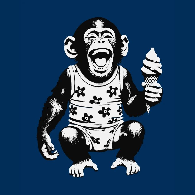 Lachendes Äffchen mit Eis