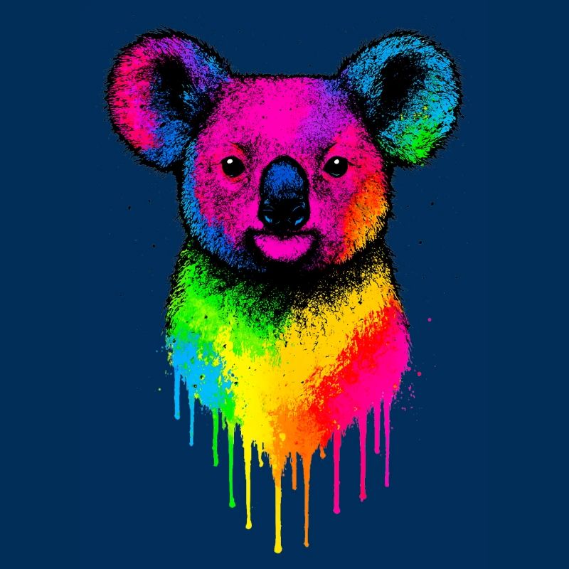 Rainbow Koala Neon Splatter