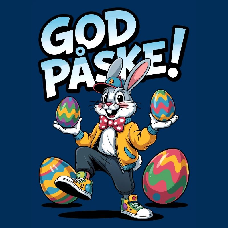 Easter bunny with colorful eggs