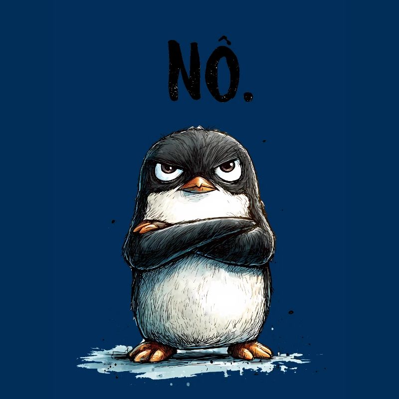Grumpy Penguin Nope Statement Motif