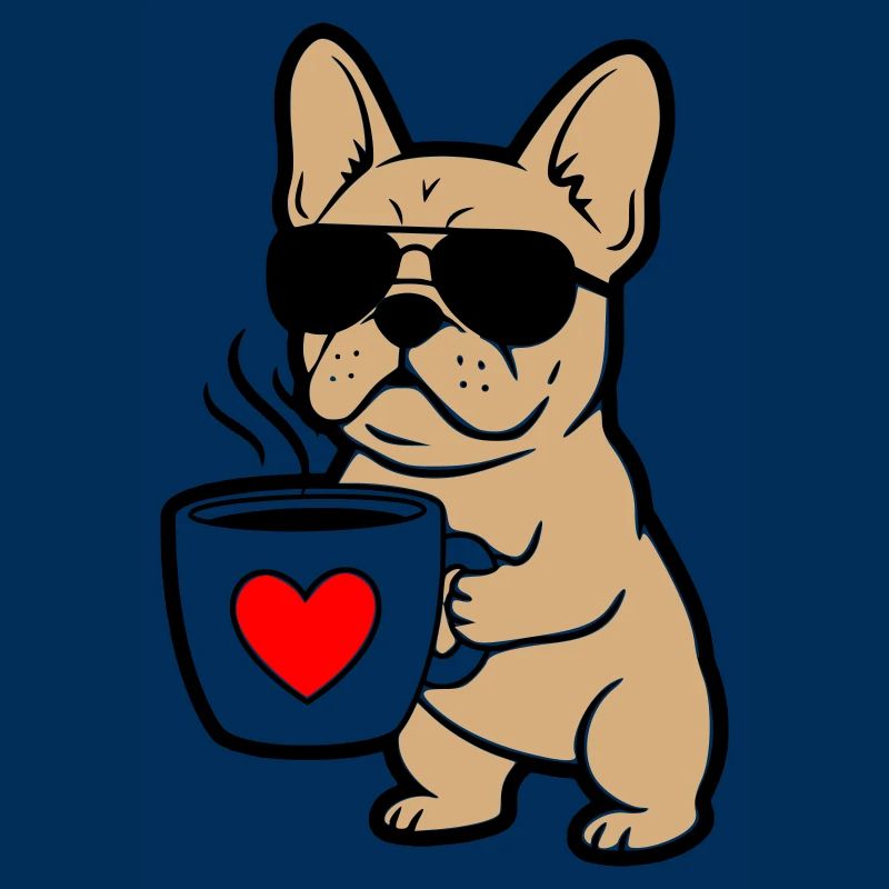 Frenchie Hund Kaffee Comic