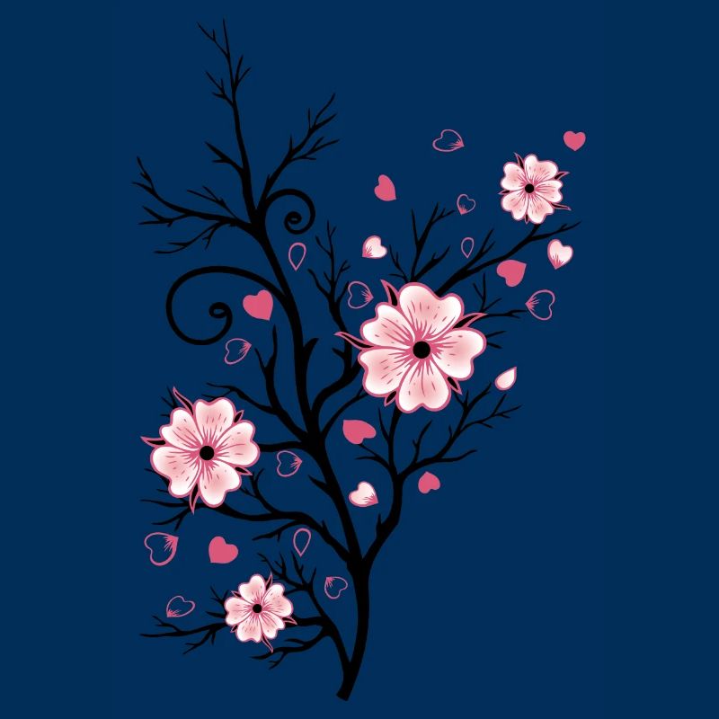Cherry Tree Cherry Blossoms with Hearts Sakura Spring
