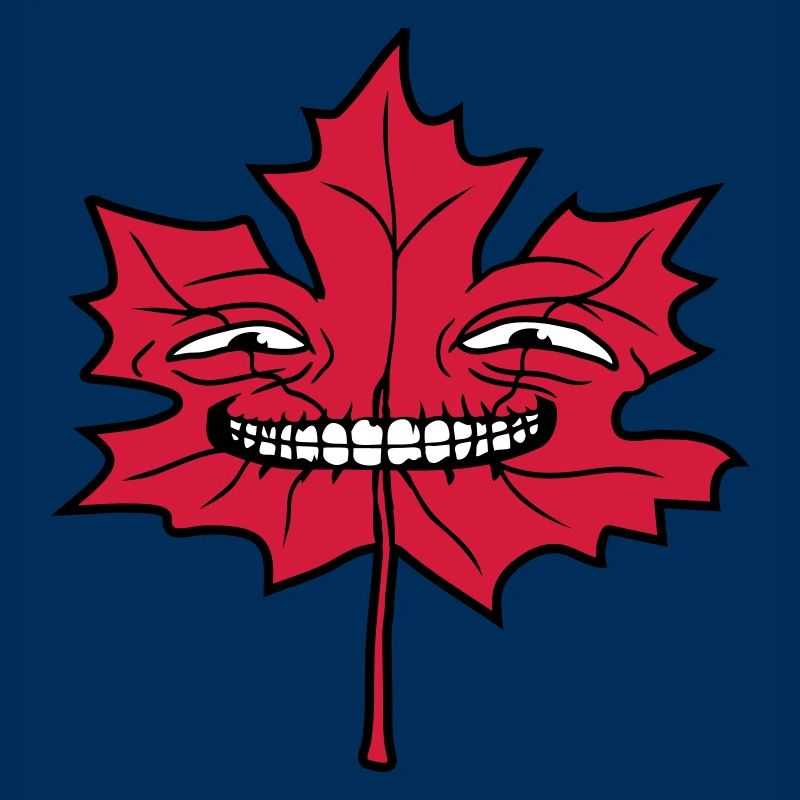 face maple leaf cool funny grin cheeky comic