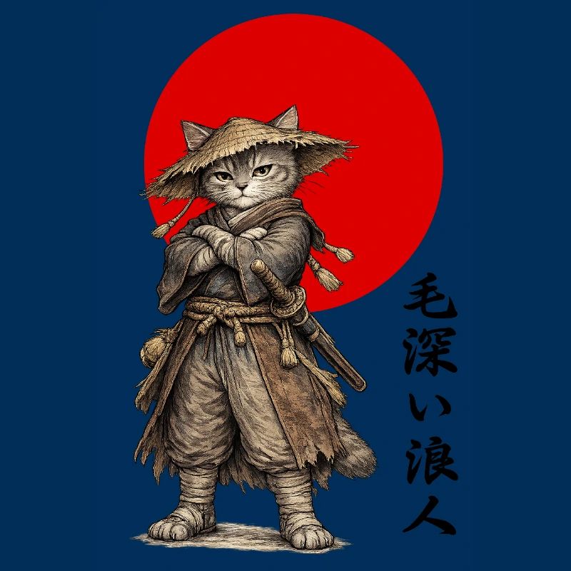 Cat Ronin Samurai Under Red Sun