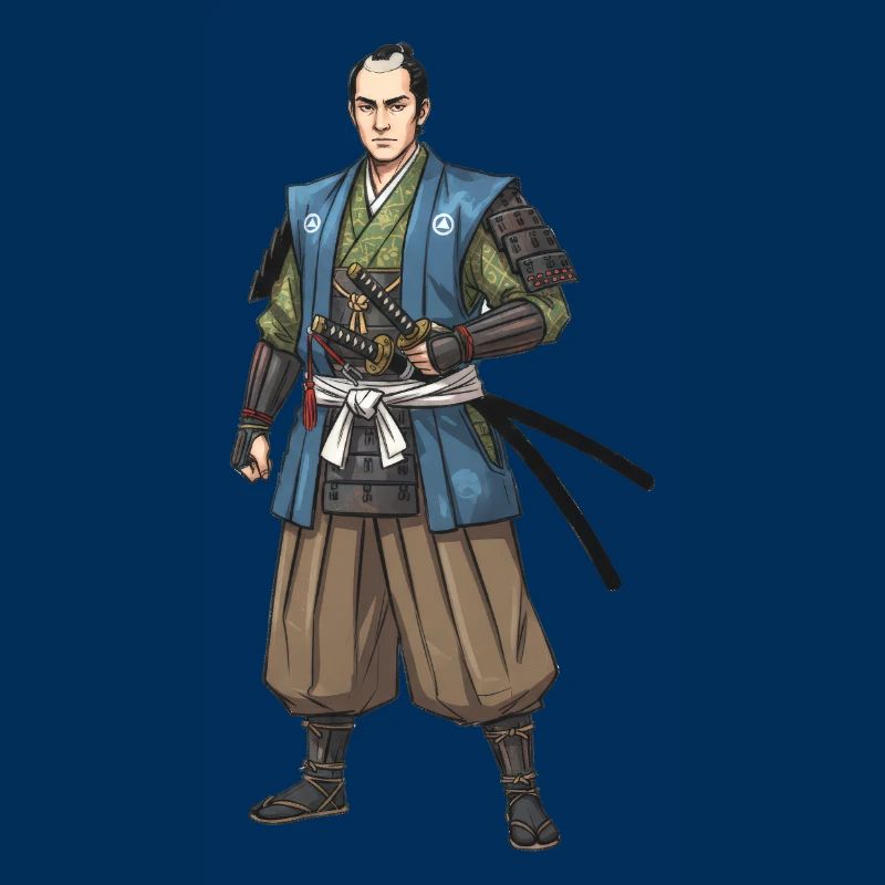 Edo Samurai in blauer Jacke