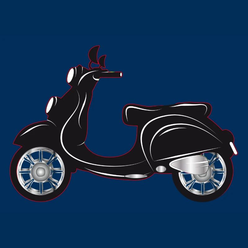 Ein schwarzer Motorroller mit farbigem Rand