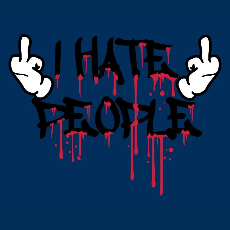 cool i hate people text graffiti spray drops blu