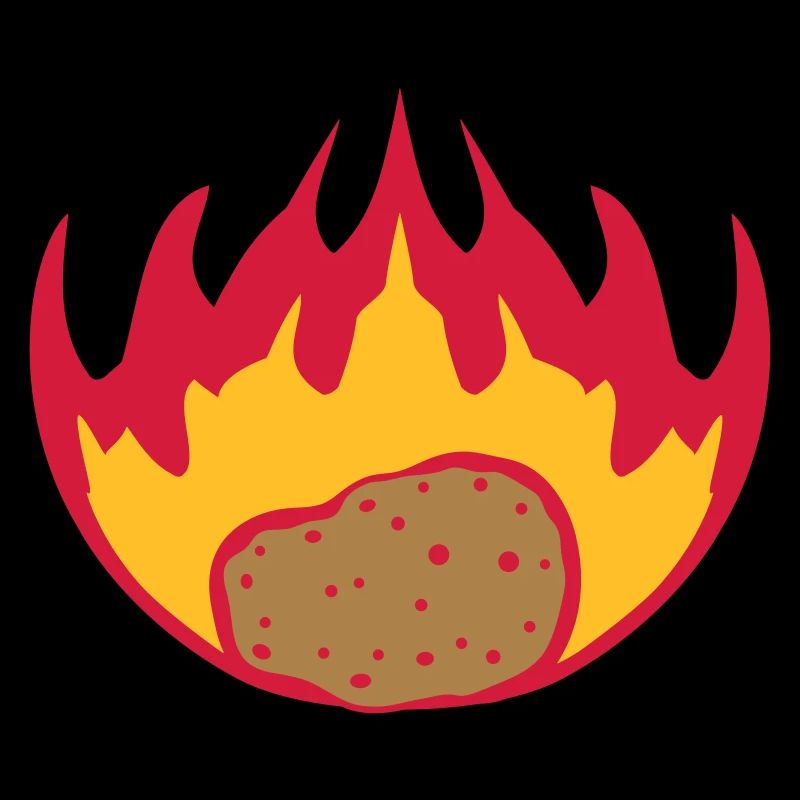 burning potato flames fire hot food leak