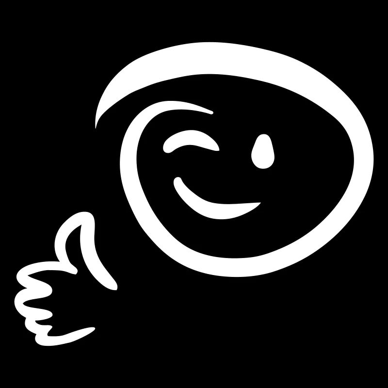 Face winks, gives thumbs up. Emoticon.