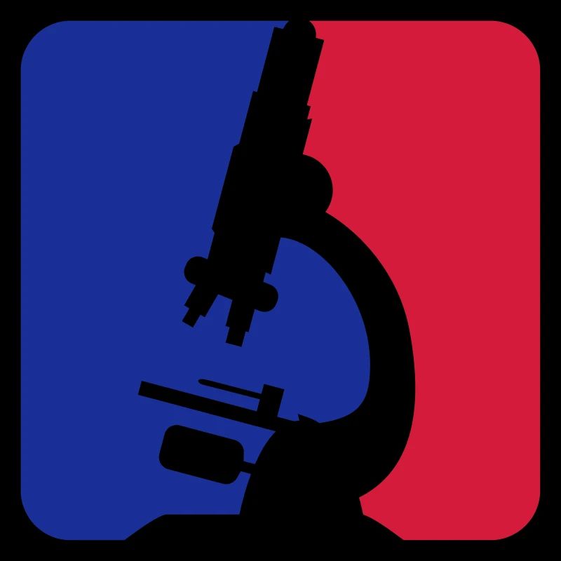 red blue microscope logo scientist researcher f
