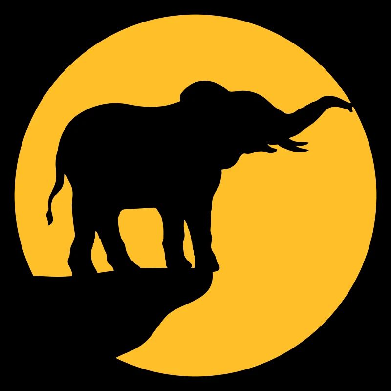 Silhouette Cliff Moon Elephant