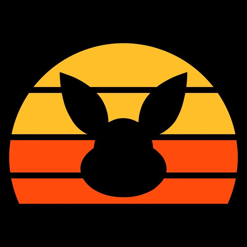 Rabbit's head in front of half sun
