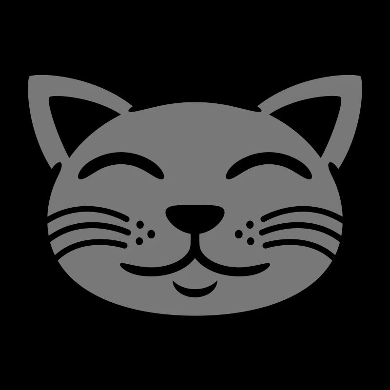 Grey cat face happy