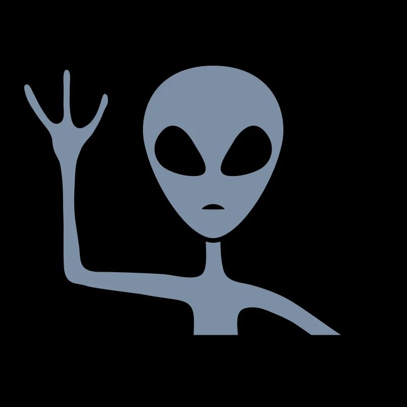 Graues Männchen Alien winkt