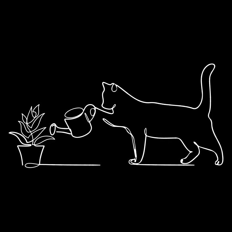 Le chat verse la fleur