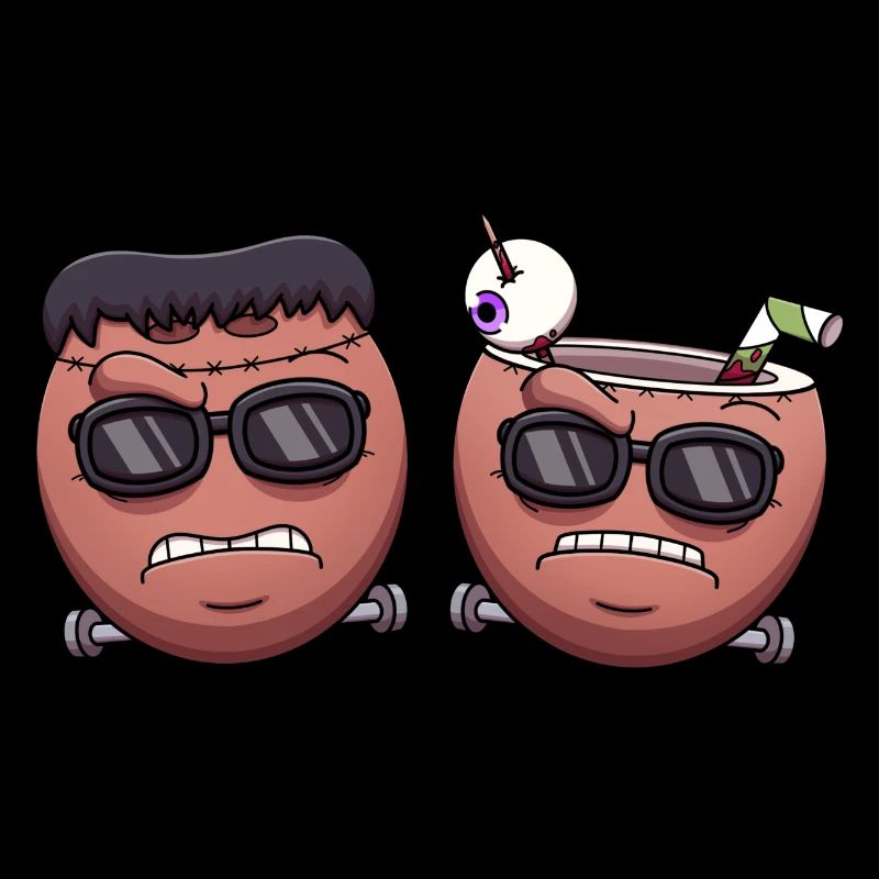 Cool Coconut Frankenstein Monster Faces