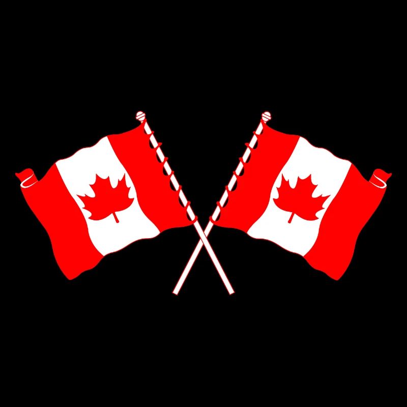 Deux drapeaux du Canada croisés avec une feuille d’érable