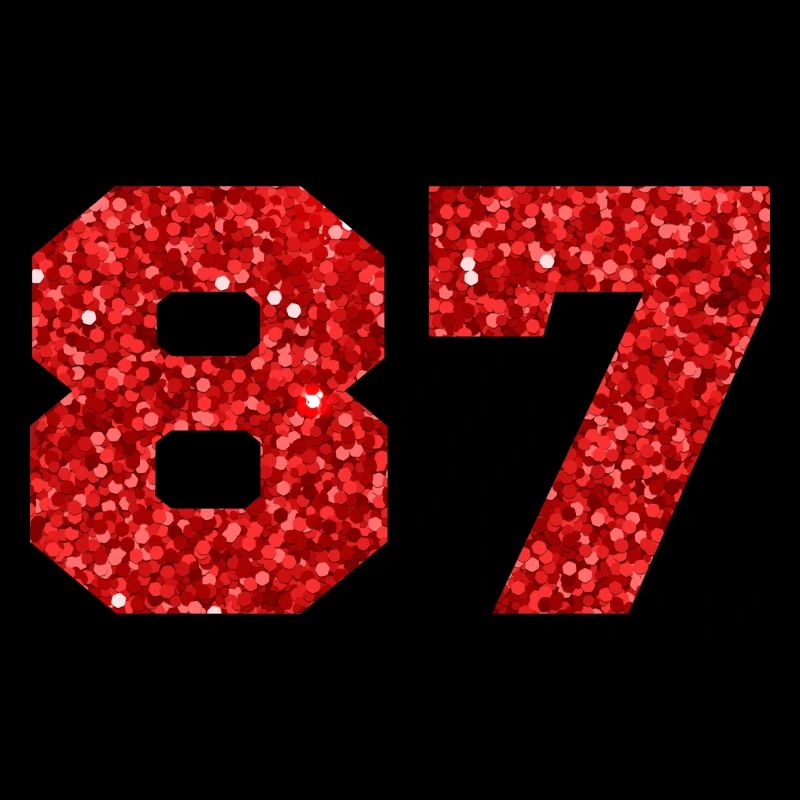 Number 87 Red Glitter - 87th Anniversary