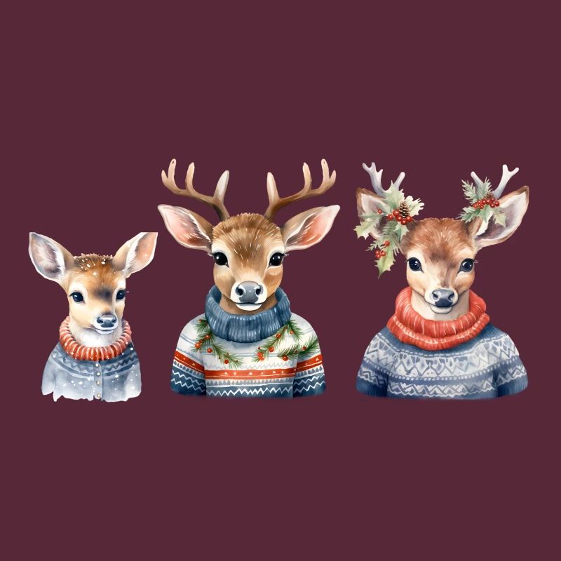 Winterhirsche Pullover-Trio