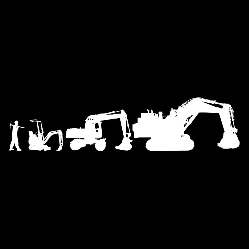 Evolution escavator T-shirt, retro shovel, construction site