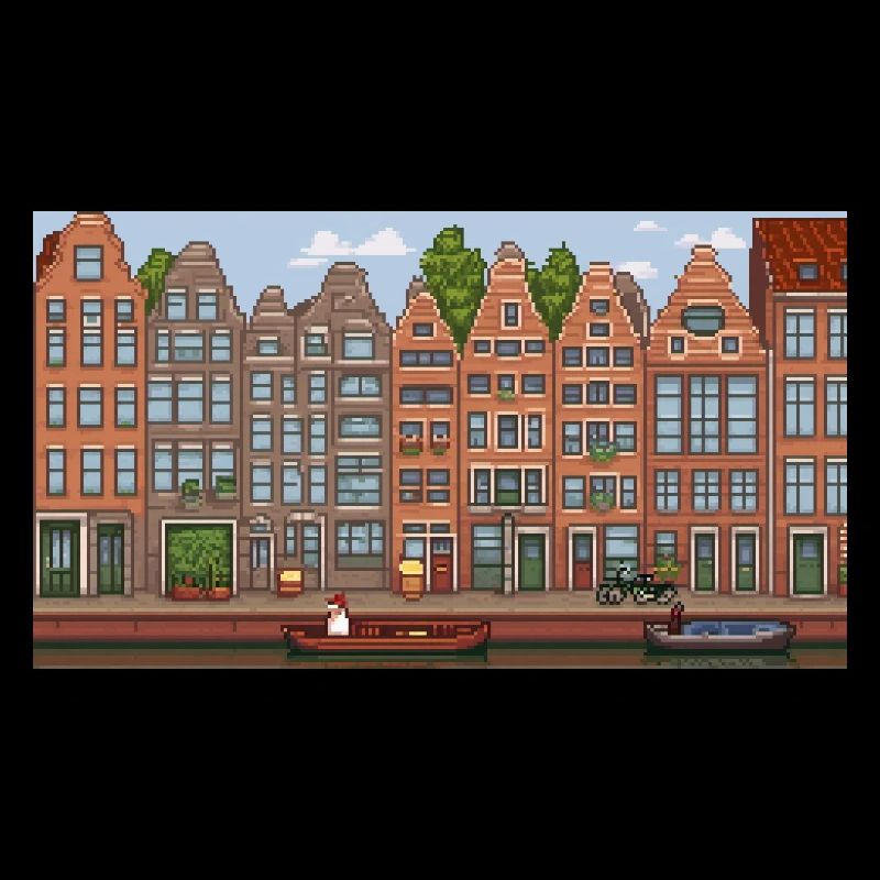 Stadtzentrum Amsterdam - Pixel Art