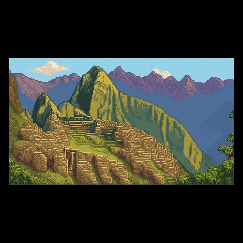 Machu Picchu, Pérou - Pixel Art
