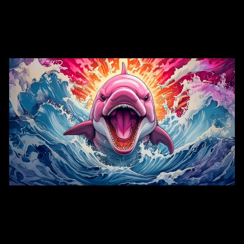 Cute grumpy grouchy animals - dolphin